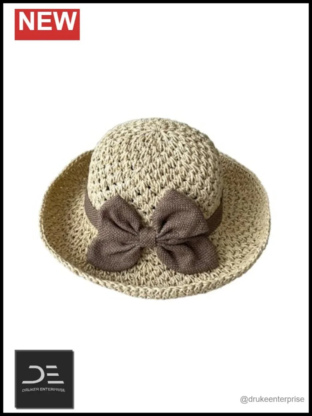 Vintage Bowknot Straw Cloche Hat with UV Protection Floppy Sun Hat Roll Up